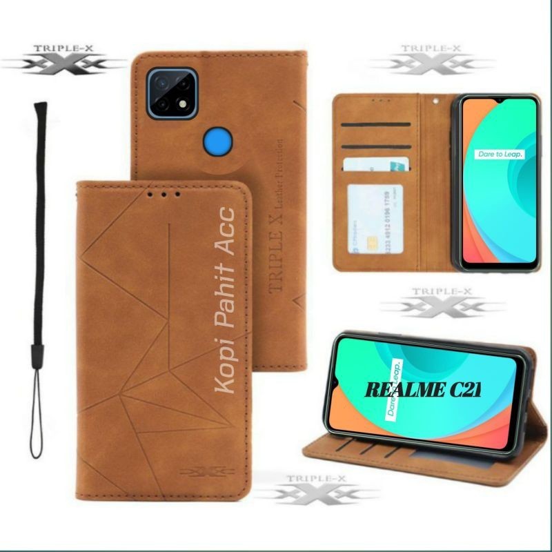 Casing Realme C21 Rmx3201 Flip Cover Wallet Sarung Hp Case Dompet Flip Magnet