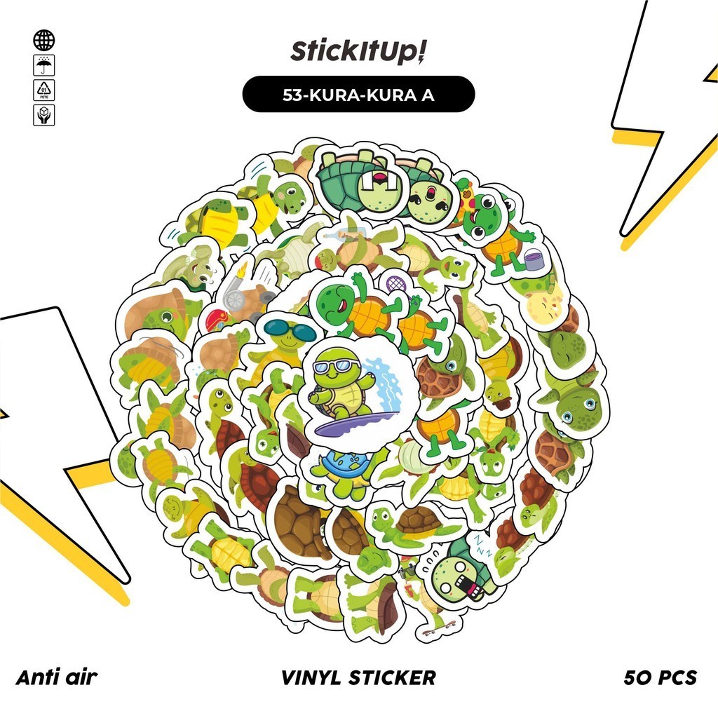 

COD100 Pcs Stiker Motif Hewan Kura Kura Lucu Anti Air Untuk Dekorasi Notebook Sepeda Skateboard Handphone DIY