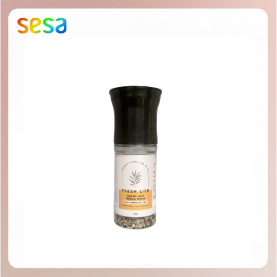 

FRESH LIFE Black Pepper Sea Salt Grinder 60gr - Garam Laut Merica Hitam
