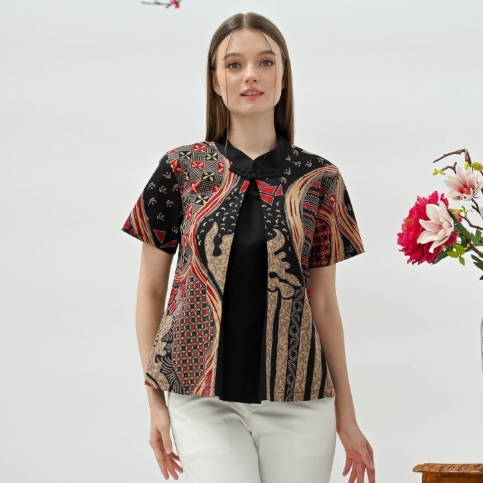 Blouse Batik Wanita Model Cheongsam Baju Batik Kantor - 327 MTS -