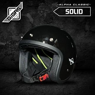 HELM RETRO GIGAS SOLID BLACK GLOSS