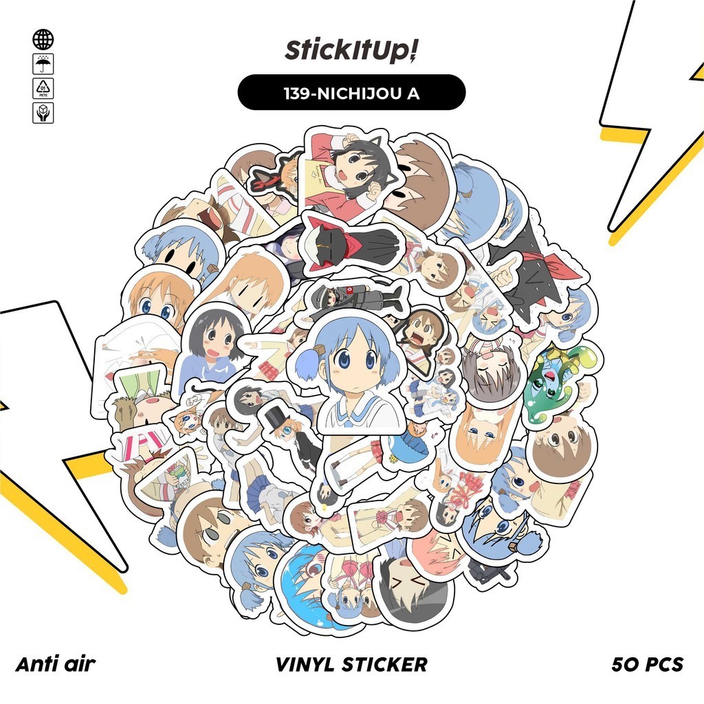 

COD✨ 100 Pcs Stiker Motif Anime Nichijou Anti Air Untuk Dekorasi Notebook Sepeda Skateboard Handphone DIY