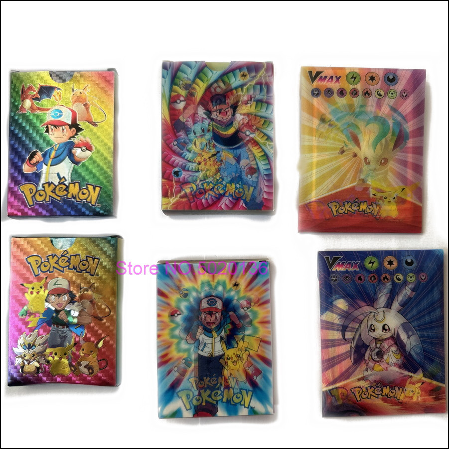 10 25 50 Pcs Pokemon 3D Shining Rainbow English Vmax Gx Charizard Pikachu Trading Game Collection Ba