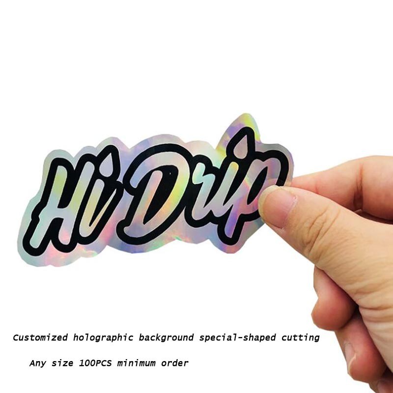 

Customized shaped cut personalized holographic stickers, customized silver laser text, favorite labels, 100 pieces