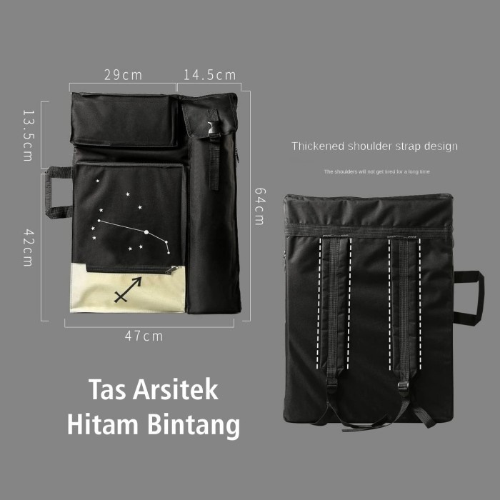 

promo ✨ -Tas Arsitek Backpack Ransel Gambar Lukisan A2 A3 Kuas - Hitam Bintang