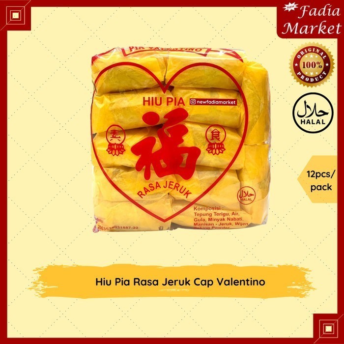 

Pia Jeruk Vegetarian Hiu Pia Valentino 435g [12pcs/pack]