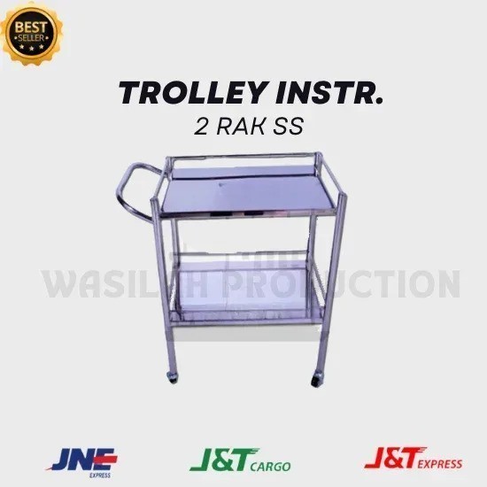 Trolley Instrumen 2 Rak / 3 Rak Stainless Steel - 2 Susun