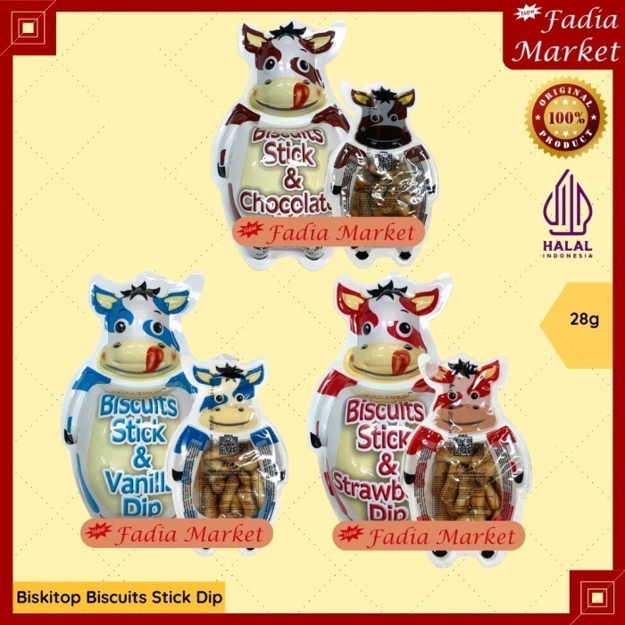 

Biskitop Biscuit Stick Sapi Coklat Vanilla Strawberry Dip Snack 28g