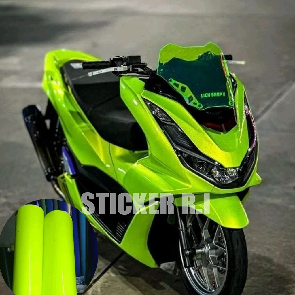 Stiker skotlet hijau muda glossy scotlite motor hijau stabilo sticker warna hijau