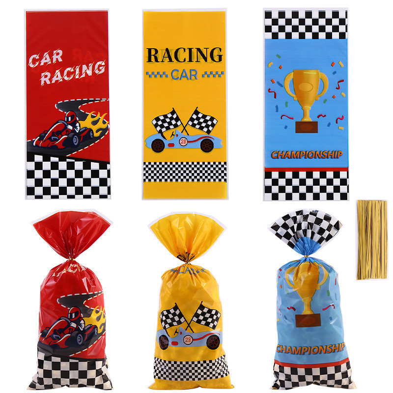

50PC PLASTIK BINGKISAN KUE COOKIES SNACK KADO HAMPERS PESTA ULANG TAHUN ANAK MOTIF FORMULA 1 RACING CAR
