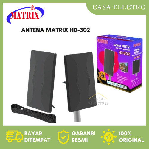 MATRIX Antena TV Indoor & Outdoor HD - 302 / Antena Dalam & Luar TV Analog Digital + Booster & Kabel