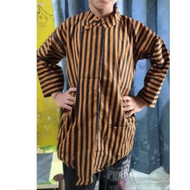 Baju lurik Surjan  Anak Jawa Bahan Premium Umur 2tahun-12 Tahun