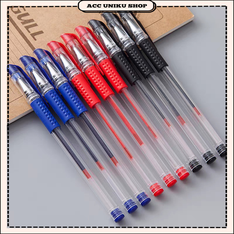 

AU - PULPEN GEL 12PCS 0.5MM / PENA GEL 0.5MM HITAM BIRU MERAH / ALAT TULIS TERMURAH