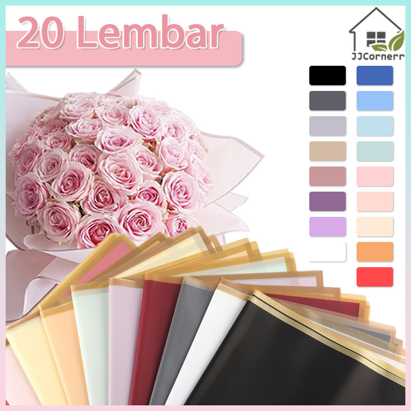 

20Pcs Flower Wrapping Gold Line Cellophane Waterproof Kertas Bunga/ Pembungkus Bunga/ Kertas Buket