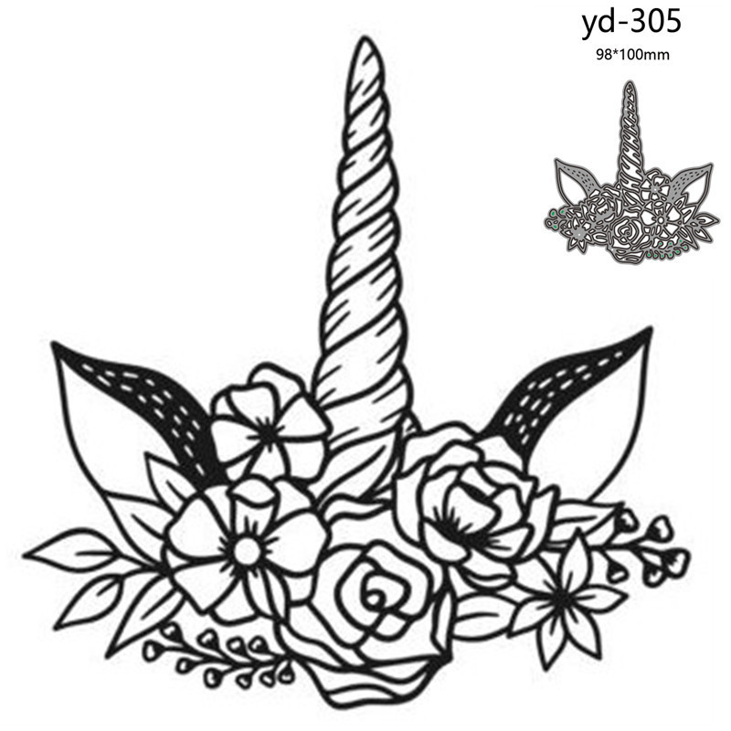 

Metal Cutting Dies Cut Mold Unicorn flower Decoration Scrapbook Paper Craft Knife Mould Blade Punch Stencils