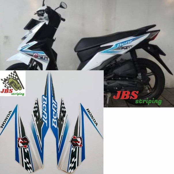 Striping honda beat fi esp 2018 2019 biru putih stiker lis motor beat berkualitas