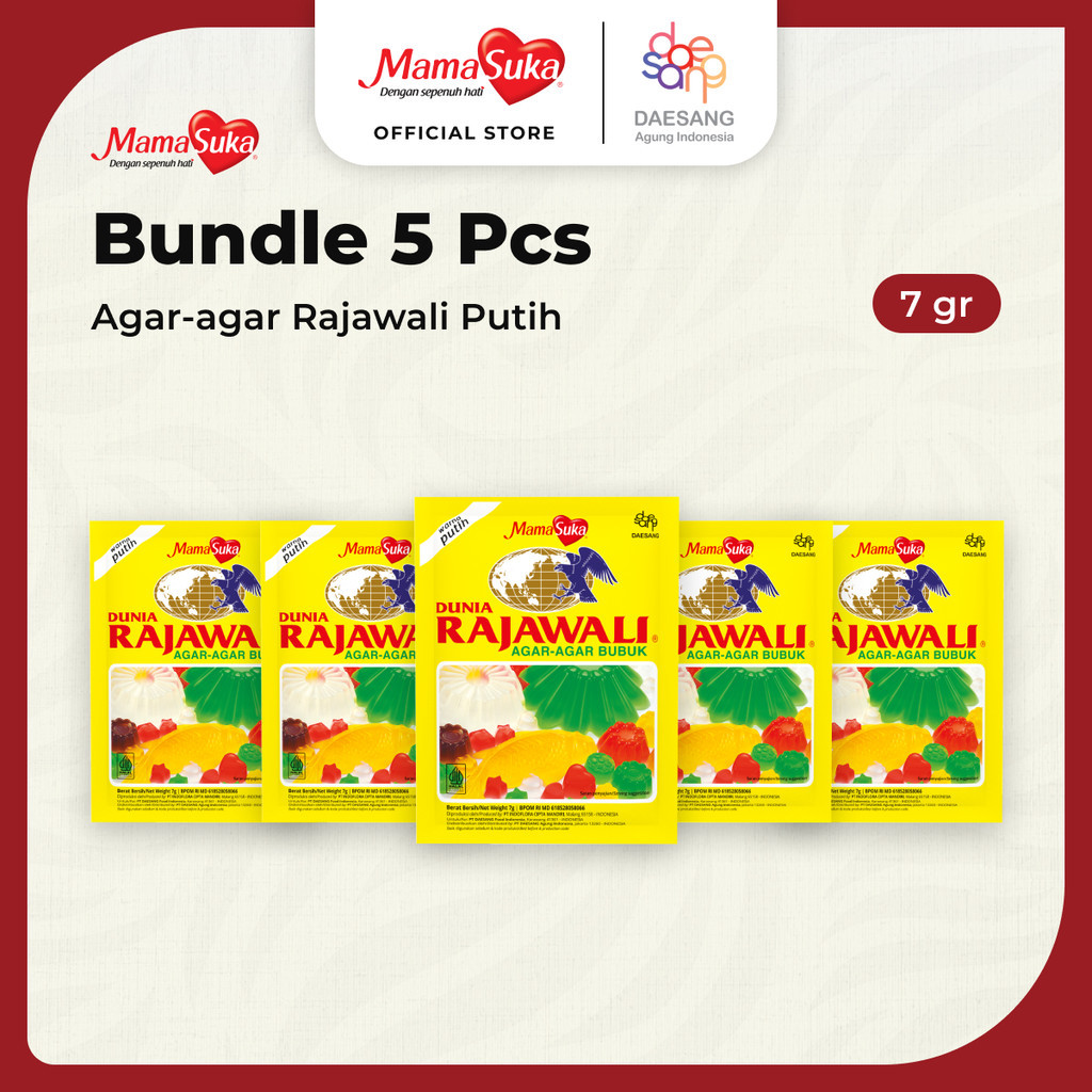 

Bundle 5 pcs - MamaSuka Agar-agar Rajawali Putih 7 gr