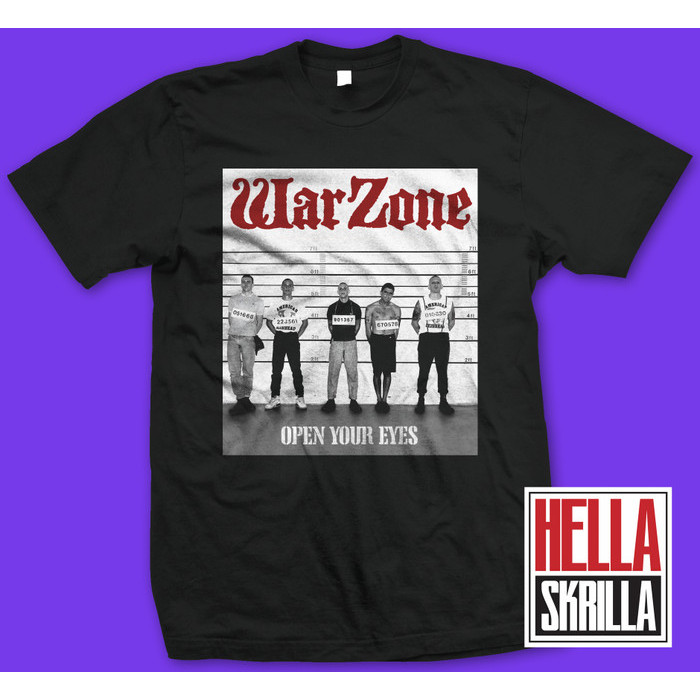 kaos tshirt band hardcore WARZONE OPEN YOUR EYES - Hitam, XS