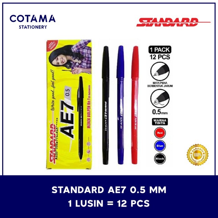 

Pulpen Standard AE7 0.5 mm - 1 lusin isi 12 pcs