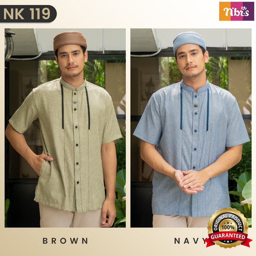 SabilaMall - Koko Premium Lengan Pendek Nk 119 Baju Muslim Polos Pria By Nibras