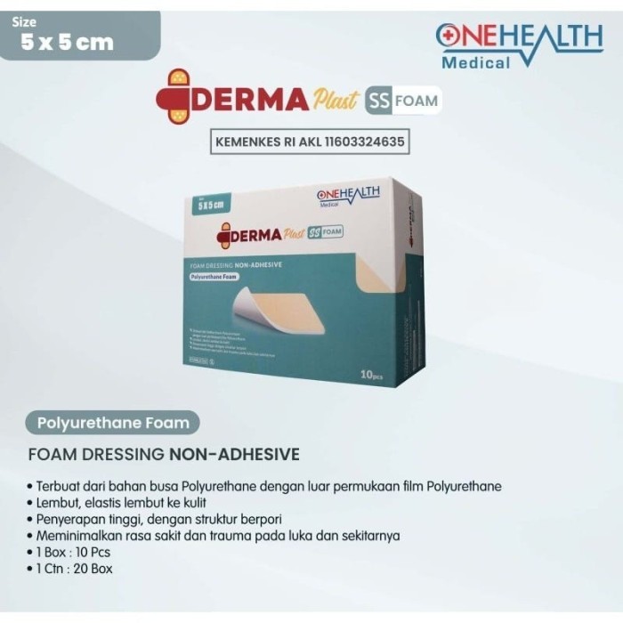 ONEHEALTH DERMAPLAST FOAM DRESSING 5 X 5 / Foam Dressing Non Adhesive