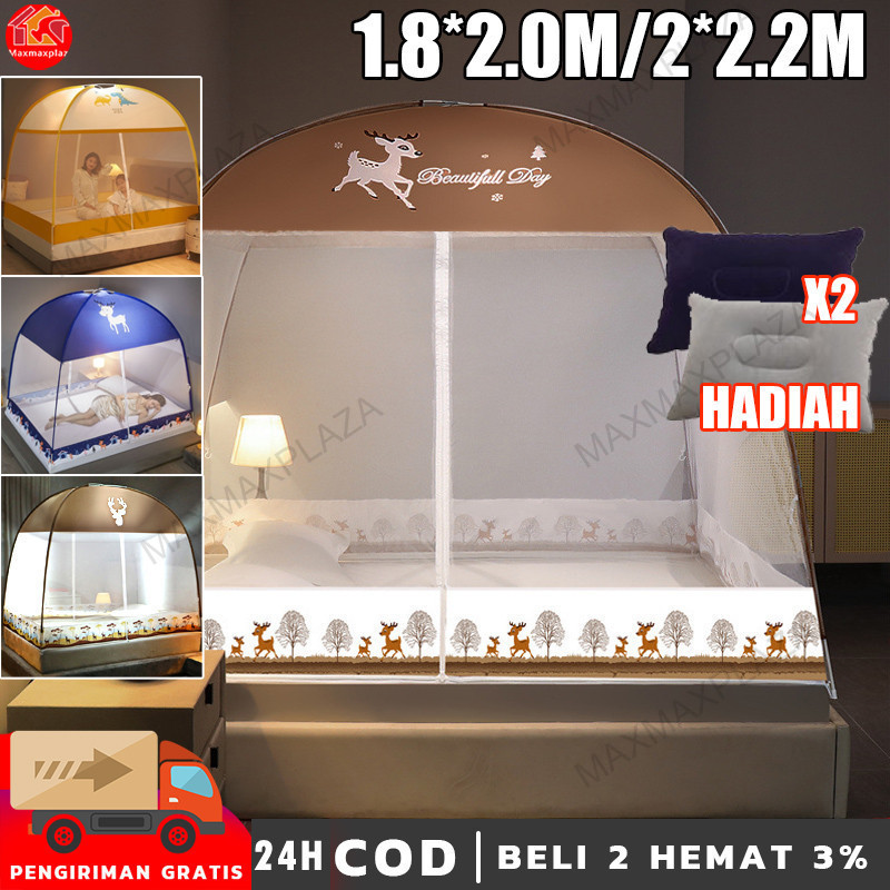 【2*Bantal Gratis】Klambu tempat tidur /selambu kamar tidur/kelambu tidur tebal dan kuat 150x200CM/180