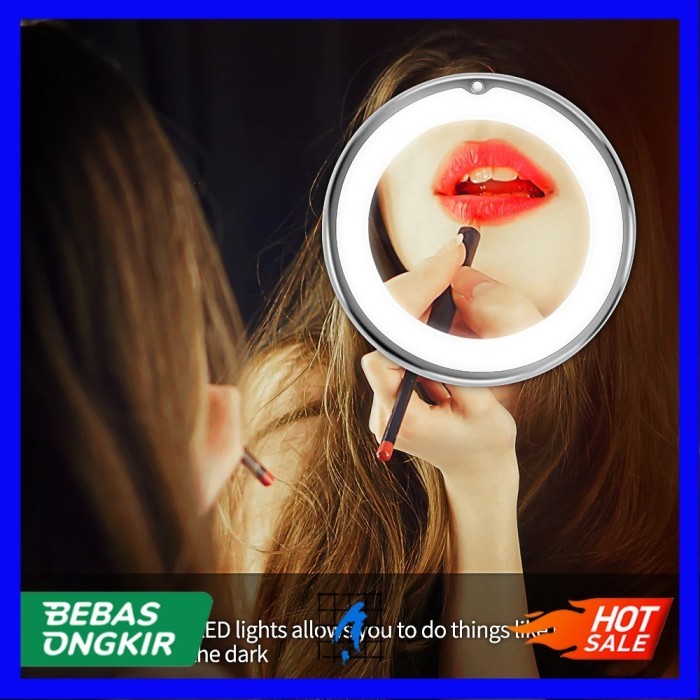 LED Make Up Mirror Cermin Lampu Kaca Pembesar 10X