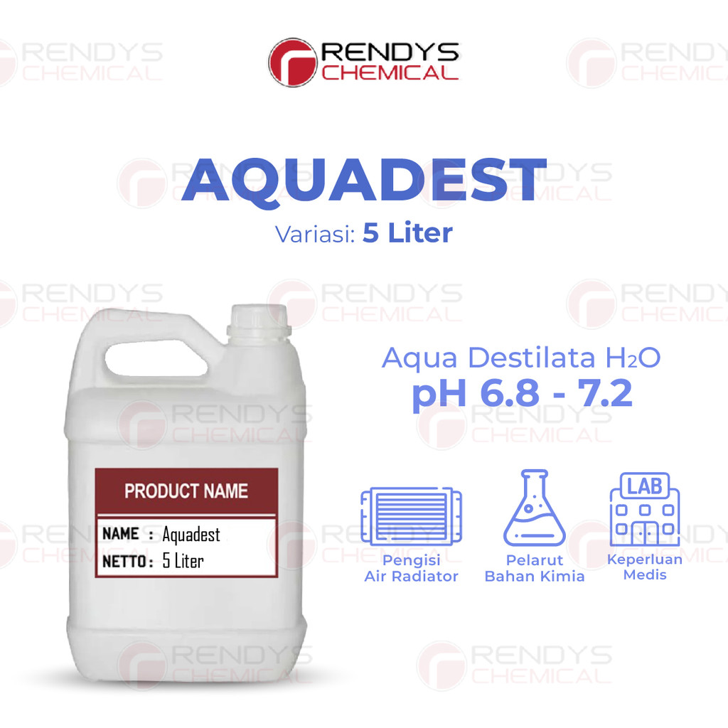 Aquadest / Akuades / Aquades / Air Suling / Air Aki Radiator - 5 Liter