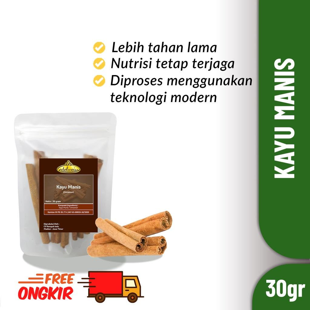 

Edelweiss Kayu Manis Batang Premium Murni Refill Pack 30gr (Cinnamon stick)