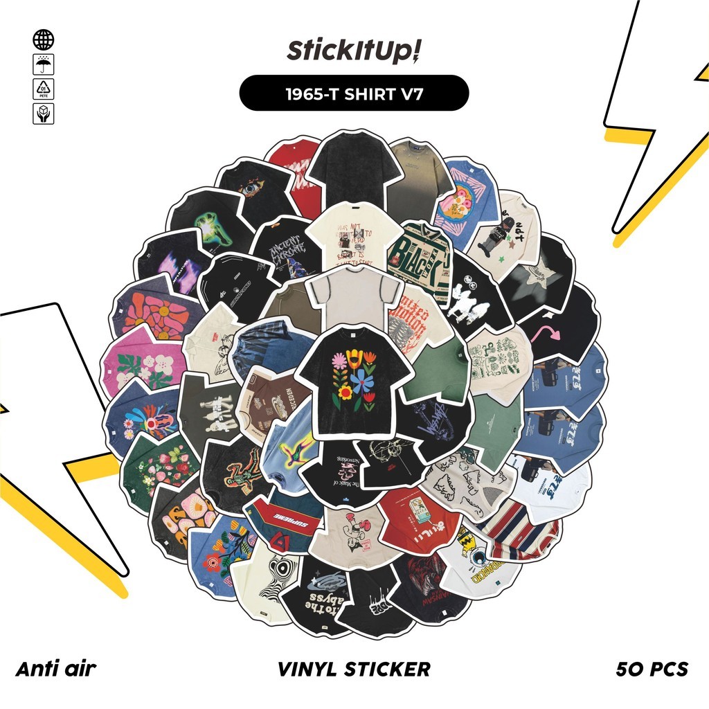 

COD✨ 50 Pcs Stiker T SHIRT V7 Lucu Anti Air Untuk Dekorasi Notebook Sepeda Skateboard Handphone DIY
