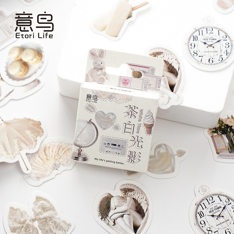 

[HARU] White Time Series Sticker Box Ins Stickers American Coffee books diy notebook decoration material