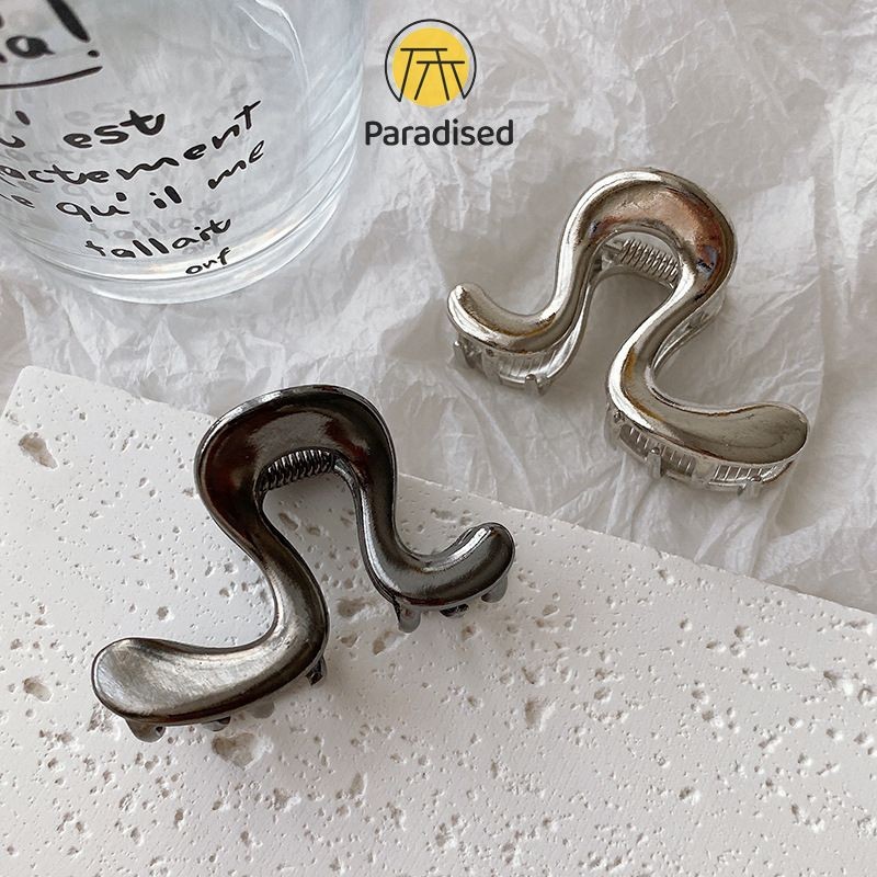 Advanced Temperament Silver Hair Claw Clip Small Hair Claw Clip Irregular Wave Hair Clip Paradised