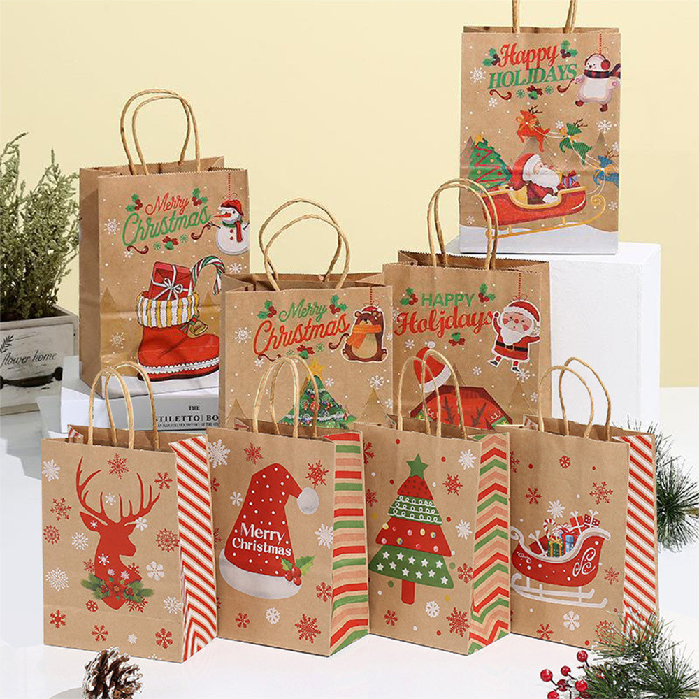 

1PC Merry Christmas Gift Bags Xmas Tree Packing Bag Snowflake Christmas Candy Box New Year 2023 Kids Favors Bag Noel Decor