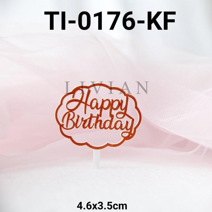 

lv GR-TI-0176-K Cake topper cupcake tulisan plastik mini happy birthday - TI-0176-KA EMAS