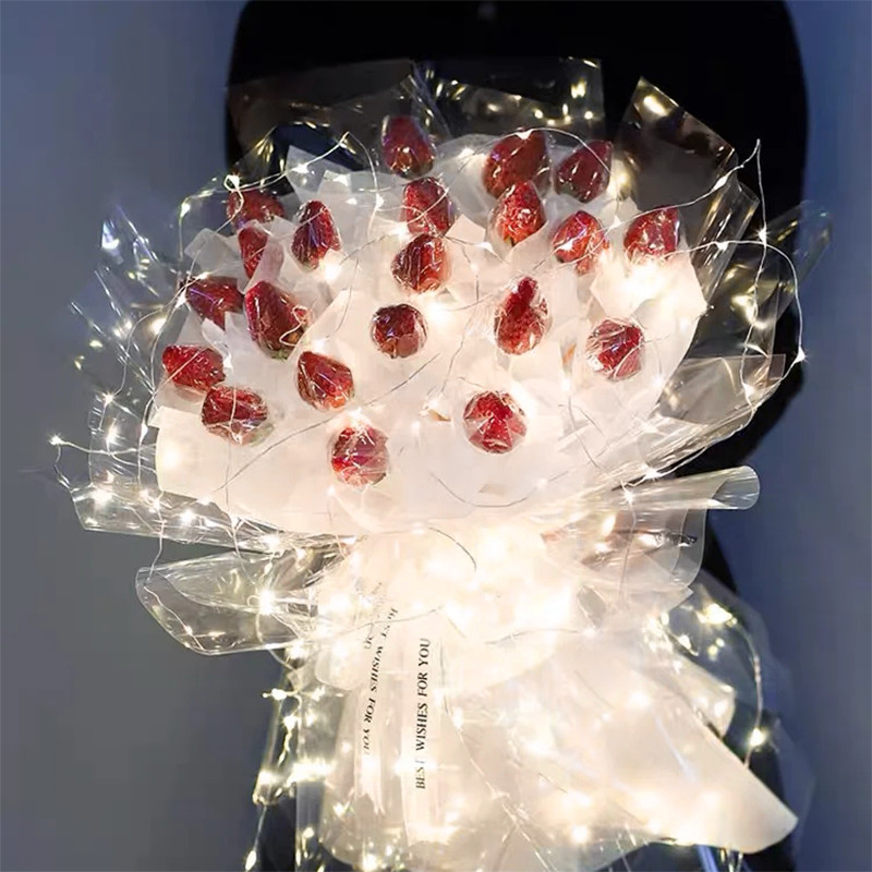 

30Leds Light Flowers Wrapping Glass Paper Gift Bouquet Packaging Accessories for Wedding Birthday Party Decoration Supplies