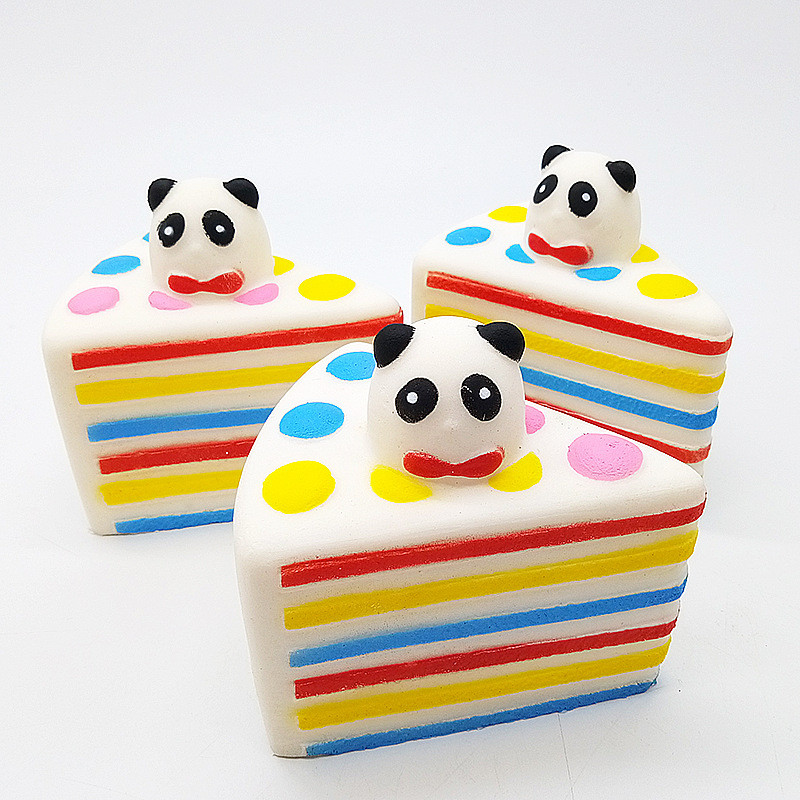 rainbow cake slice squishy Colorful Rainbow Cake Bread Phone Straps Slow Rising Bun Charms Gifts Toy