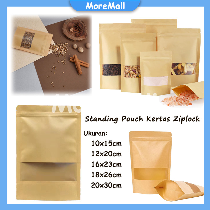 Standing Pouch Kraft Paper Window Ziplock / Kemasan Paper Ziplock