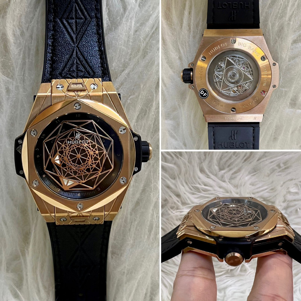 HOKKI HOKI JAM TANGAN JAM TANGAN PRIA HUBLOT SANG BLEU ROSE GOLD BLACK AUTOMATIC SWISS MOVEMENT DIAM