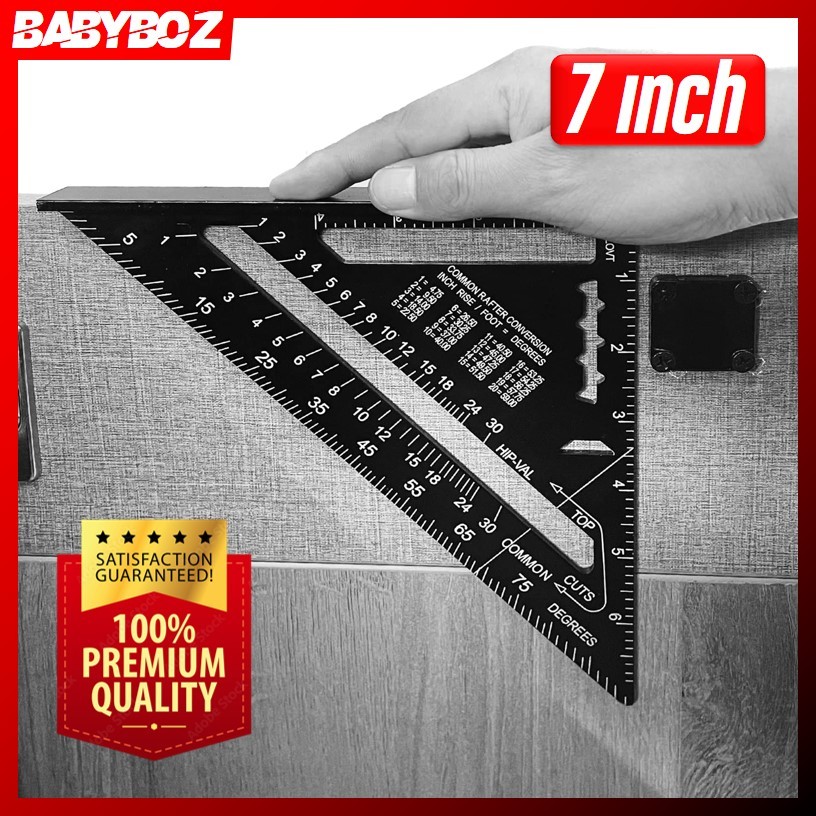 

BABYBOZ - PREMIUM PENGGARIS SIKU ALLOY WOODWORKDING Tukang kayu Mistar Triangle Ruler Aluminium 7 Inch carpenter