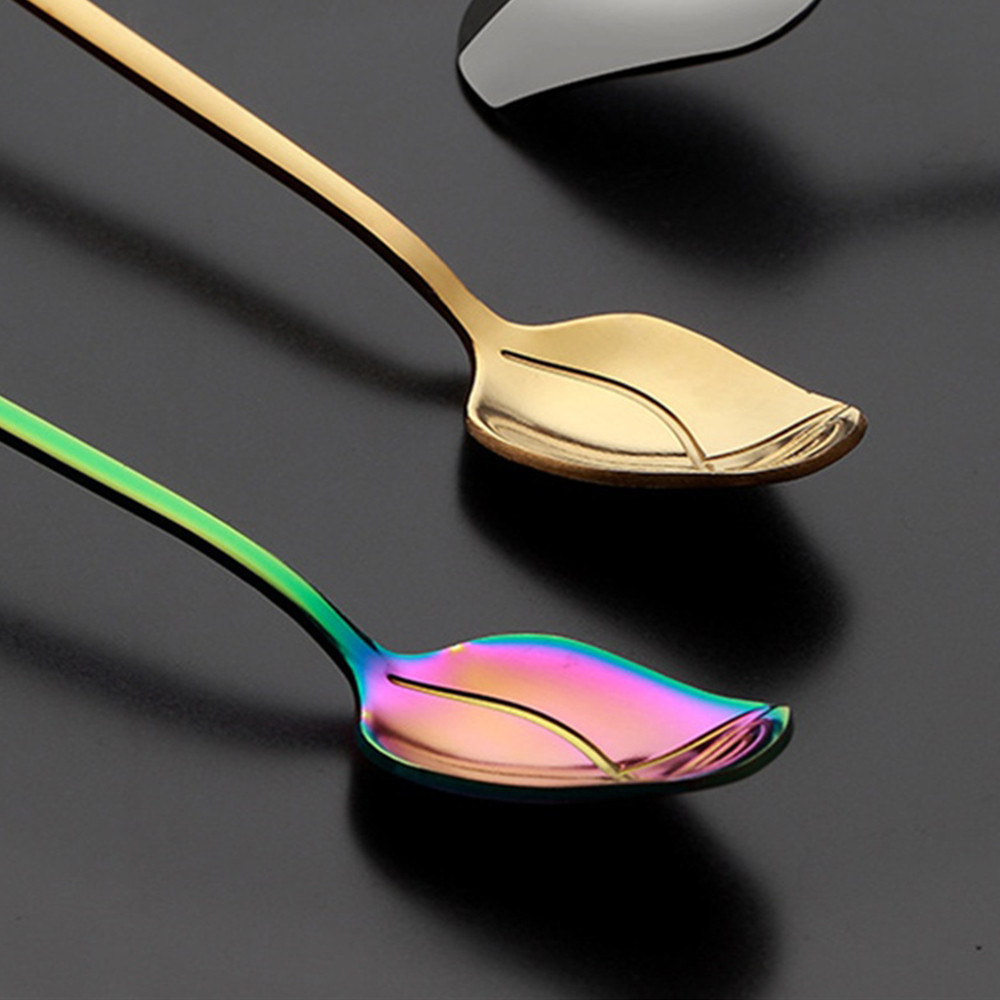 

Tea Spoon Long Handle Creative Stainless Steel Spoon Dessert Spoon Colorful Small Teaspoon Coffee Spoon