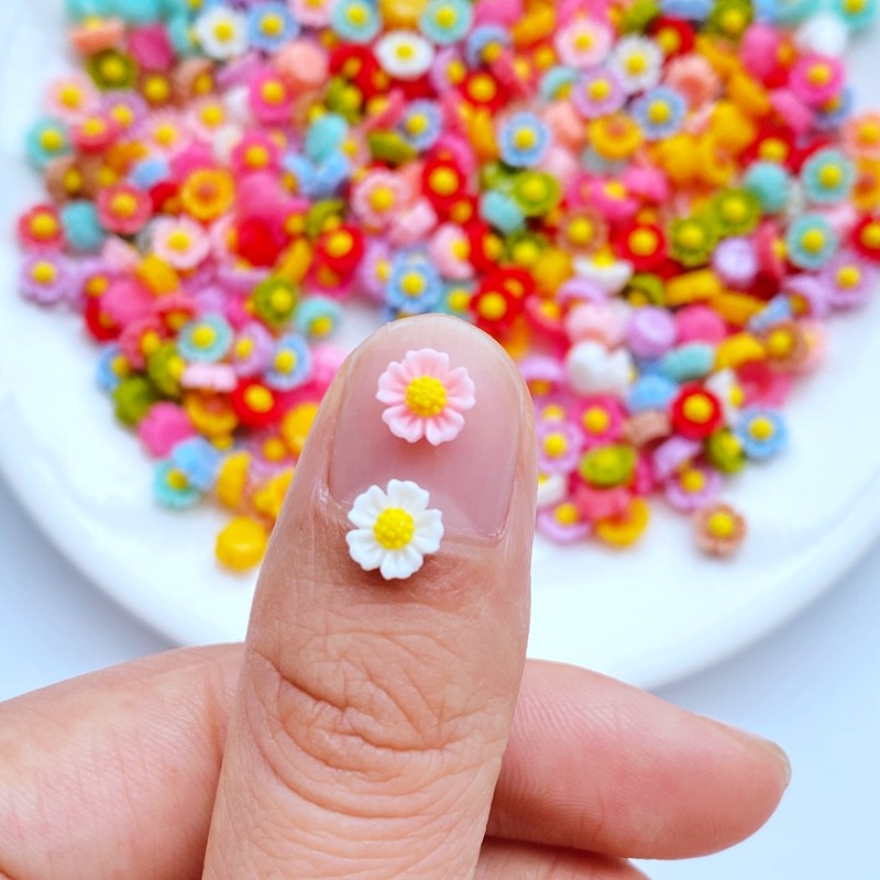 

100Pcs Resin 3D Colorful Mini Flower Flatback Figurines Scrapbook Wedding Applique Nail Art Decor Crafts