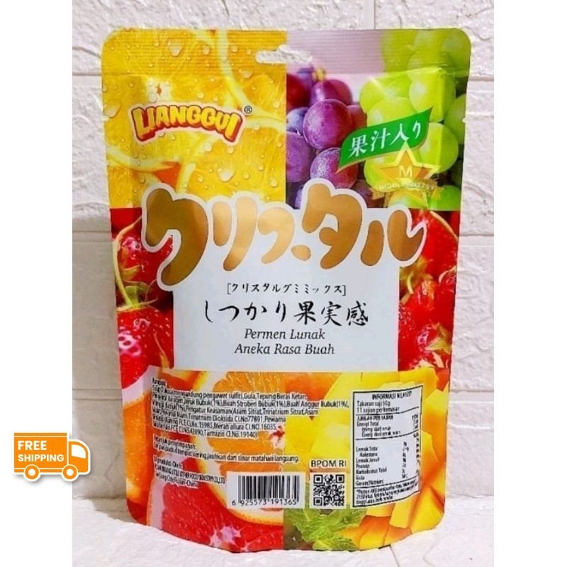 

[Makanan manis halal]LIANGGUI HALAL PEELED FUDGE 108gr/ LIANG GUI PERMEN LUNAK ANEKA RASA BUAH/ JERUK/ STROBERI/ JAGUNG/ MANGO/ MANGGA/ LIANGGUI
