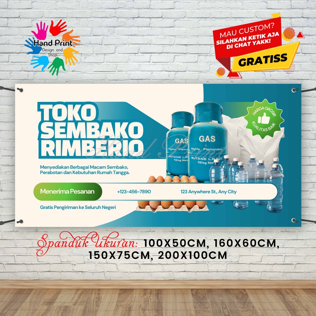 Cetak Spanduk Banner Jualan Sembako Toko Serba Ada MMT Spanduk Custom 200x100