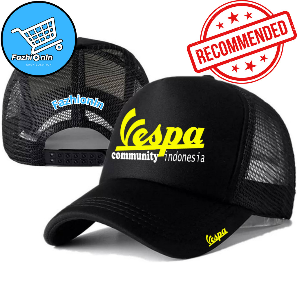 FazhiionIn Topi Trucker VESPA - Topi Distro VESPA Logo - Topi VESPA Premium - Topi Pria Dewasa - Top