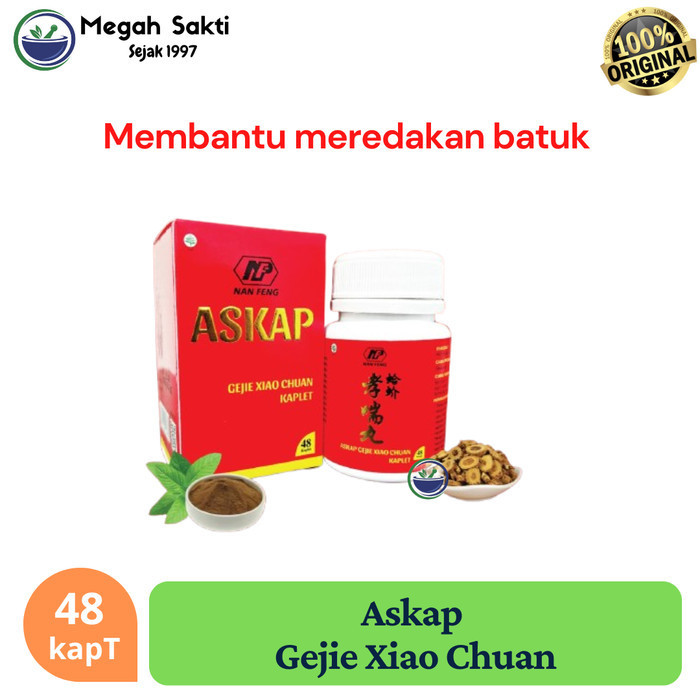 SuryaSakti - Askap / Gejie Xiao Chuan Kaplet | Pereda batuk Herbal Alami 48 Kaplet