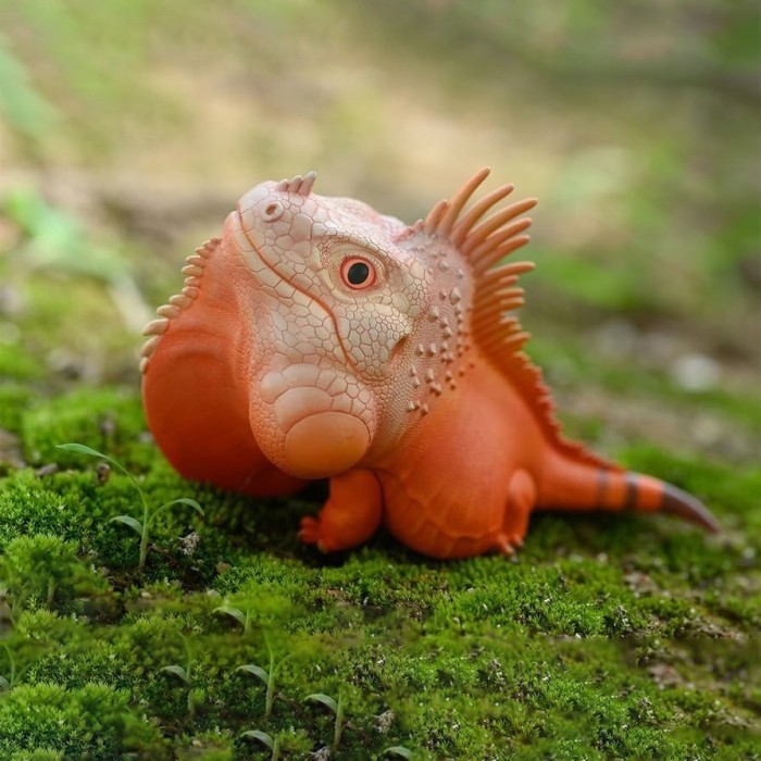 Animal Figure Resin Lizard Iguana Red Albino - Animal Heavenly Body