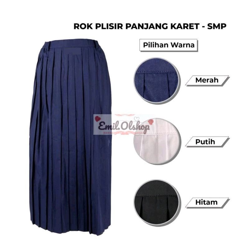 Rok Plisir SMP Rok Plisket SMP RoK BIRU DONGKER,PUTIH,HITAM SMP