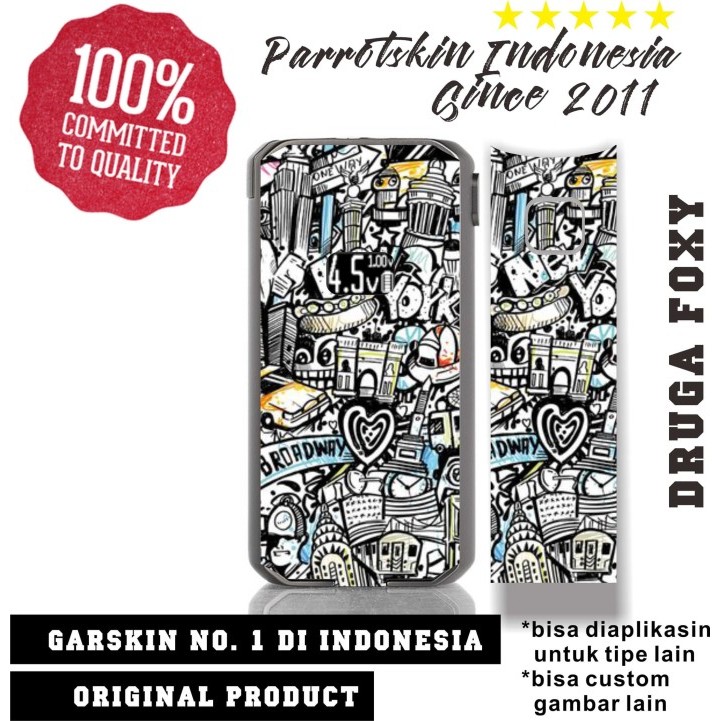 Garskin Skin mod Vape Druga Foxy Typography art Bisa custom by Urbanite store