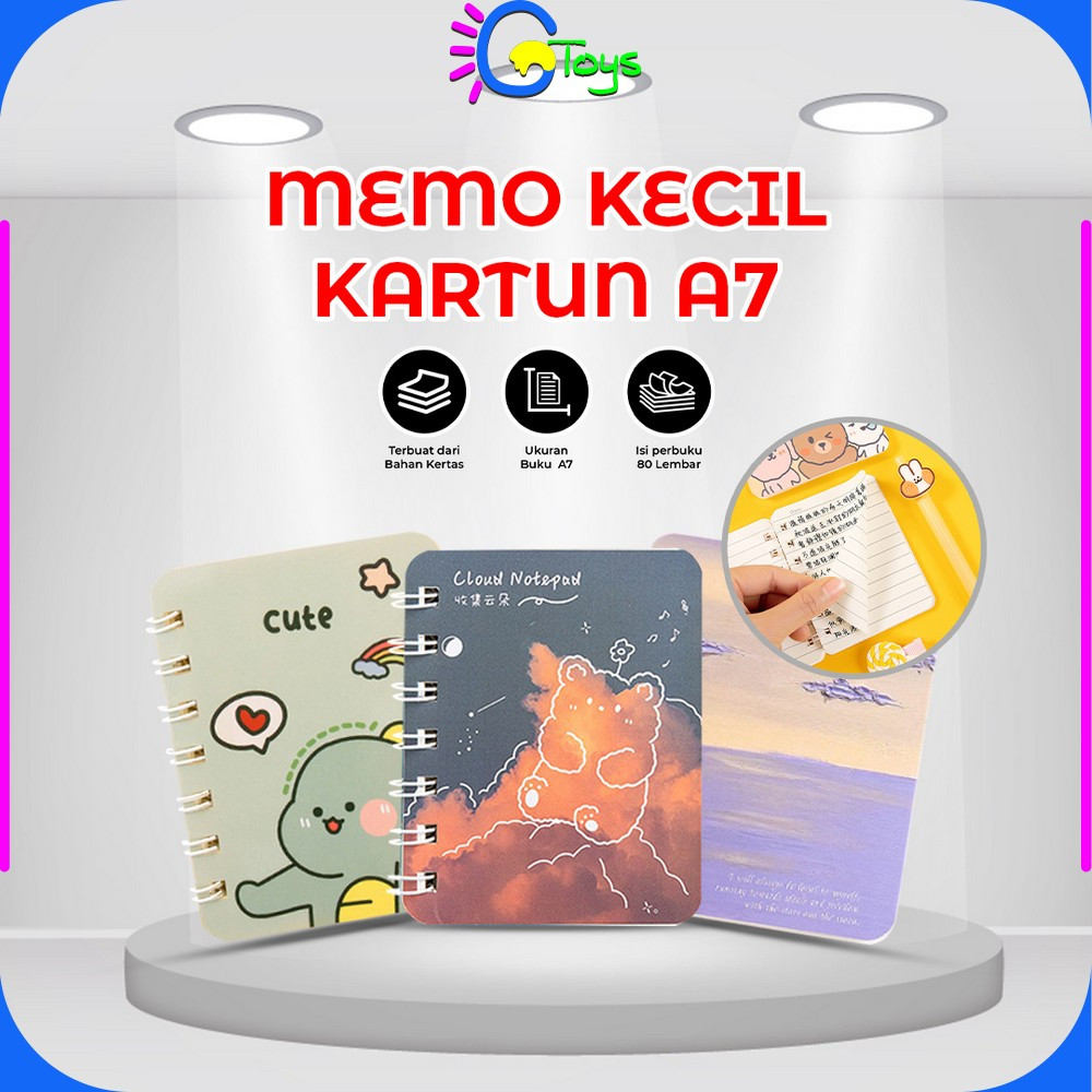 

CR-A58 Buku Catatan Kartun Memo Kecil A7 80 Lembar / Buku Kecil Notebook Ring Motif Notepad / Buku Mini Alat Tulis Portable