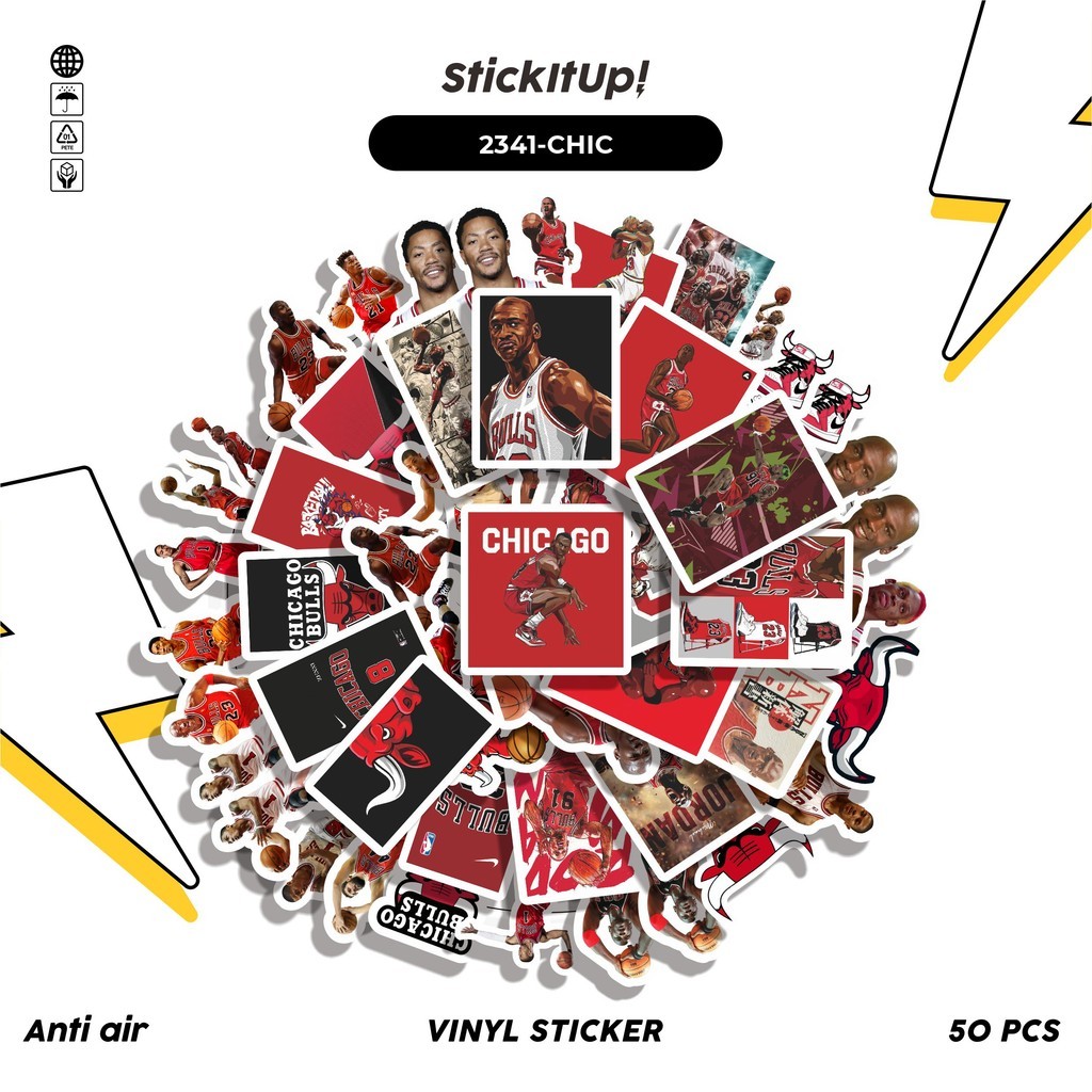 

COD✨ 50 Pcs Stiker BASKET SERIES NBA CHICAGO BULLS 01 Lucu Anti Air Untuk Dekorasi Notebook Sepeda Skateboard Handphone DIY